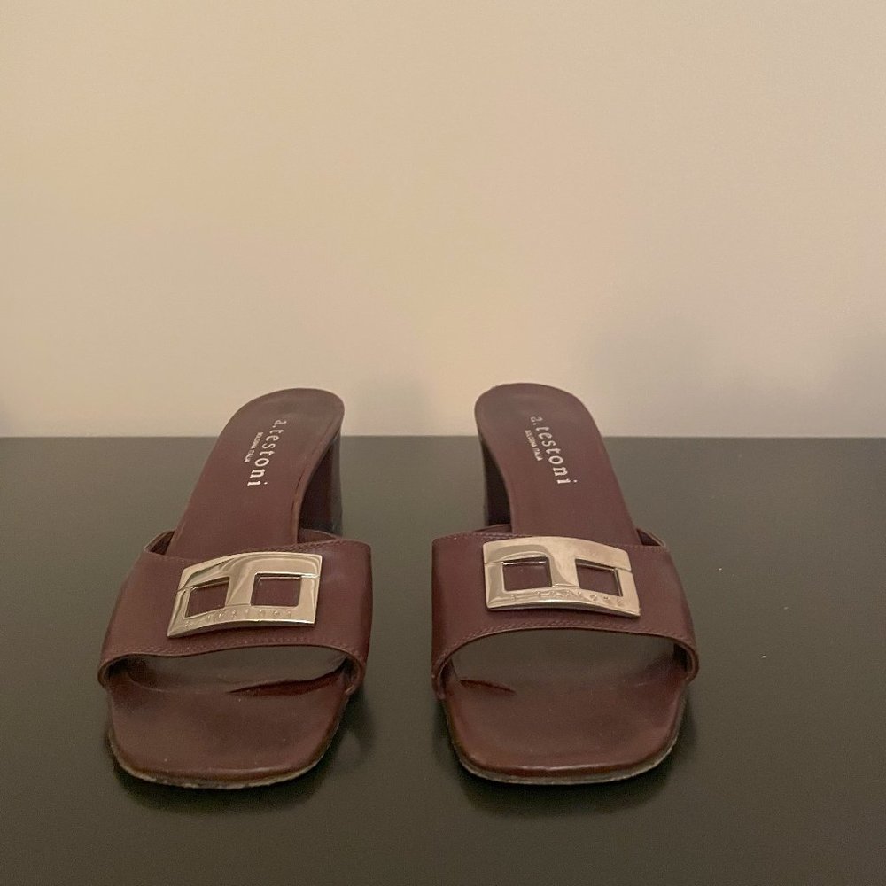 A.Testoni Burgundy Sandals